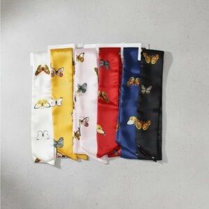 Butterfly Print Satin Scarf - Multiple Colors